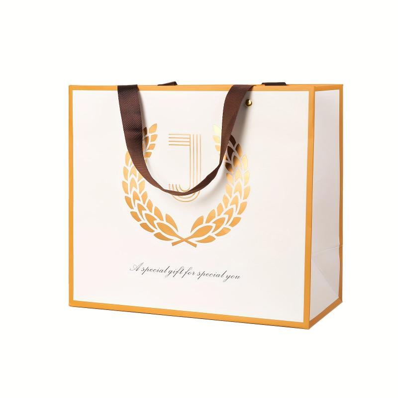BEEWEEL Large Gift Bag Reusable Golden Foil Alphabet Initial Letter Bag