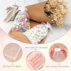 100pcs Clear Organza Gift Bags 4x6 Wedding Favors Mesh Gift Pouches
