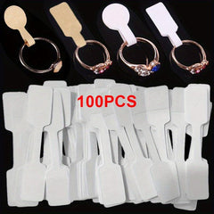 100pcs Jewelry Blank Labels Ring Necklace Display Card Self Sticker Hangtag