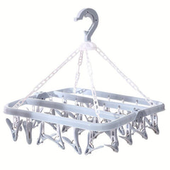 1pc Clothes Rack 32 Clips Drying Rack Plastic Socks Underwear Clip Rack