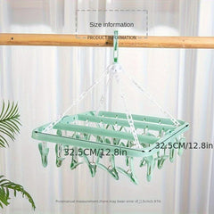 1pc Clothes Rack 32 Clips Drying Rack Plastic Socks Underwear Clip Rack