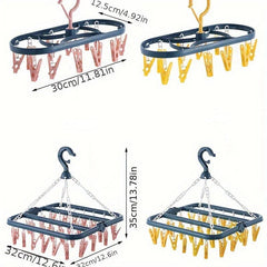 1pc Clothes Rack 32 Clips Drying Rack Plastic Socks Underwear Clip Rack