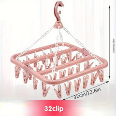 1pc Clothes Rack 32 Clips Drying Rack Plastic Socks Underwear Clip Rack
