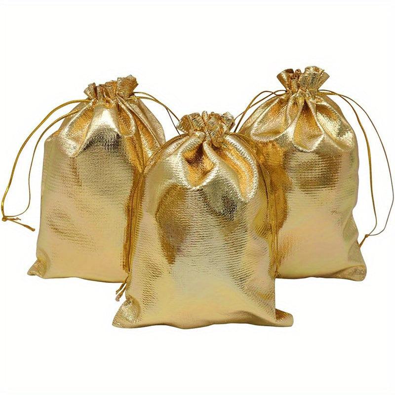 25pcs Golden Yellow Drawstring Gift Bags for Wedding Party Favor