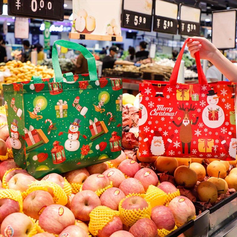 8pcs Reusable Christmas Tote Bags Non Woven Gift Bags Xmas Party Shopping