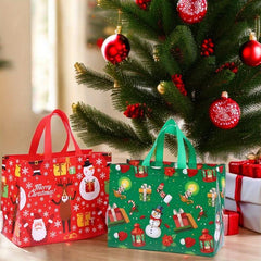 8pcs Reusable Christmas Tote Bags Non Woven Gift Bags Xmas Party Shopping