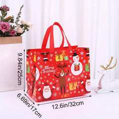 8pcs Reusable Christmas Tote Bags Non Woven Gift Bags Xmas Party Shopping