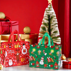8pcs Reusable Christmas Tote Bags Non Woven Gift Bags Xmas Party Shopping