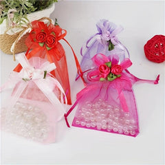 50pcs Organza Yarn Bags Flowers Wedding Gift Bags 10 16x15 24 Cm