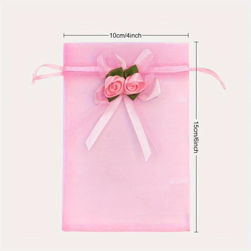 50pcs Organza Yarn Bags Flowers Wedding Gift Bags 10 16x15 24 Cm