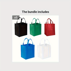5pcs Reinforced Handle Grocery Bags Heavy Duty Large Shopping Totes