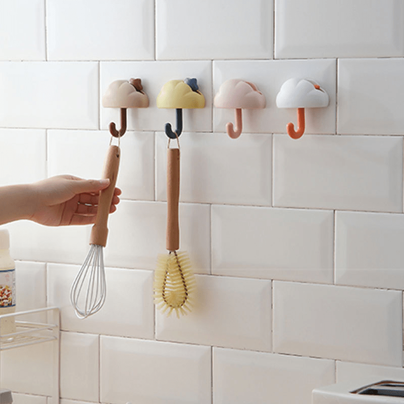 3pcs Cloud Key Holder Wall Adhesive Hanger Organizer