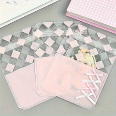 Pink Ballet Style Rhombic Pattern Slide Seal Bag Jewelry Card Set Packaging Bag
