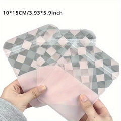 Pink Ballet Style Rhombic Pattern Slide Seal Bag Jewelry Card Set Packaging Bag