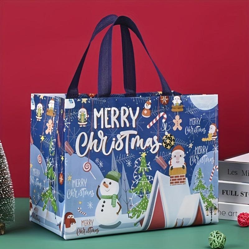 8pcs Gilding Christmas Gift Bags Reusable Tote Bags With Handles