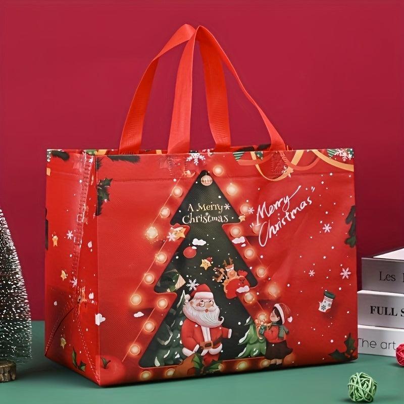 8pcs Gilding Christmas Gift Bags Reusable Tote Bags With Handles