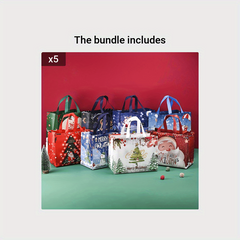 8pcs Gilding Christmas Gift Bags Reusable Tote Bags With Handles