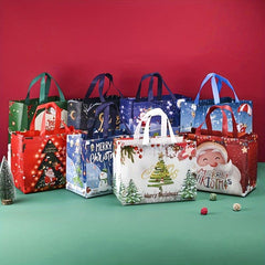 8pcs Gilding Christmas Gift Bags Reusable Tote Bags With Handles
