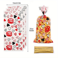 50 Christmas & Flat Bags w/ Love Lip Print for Cookies & Candy Gifts