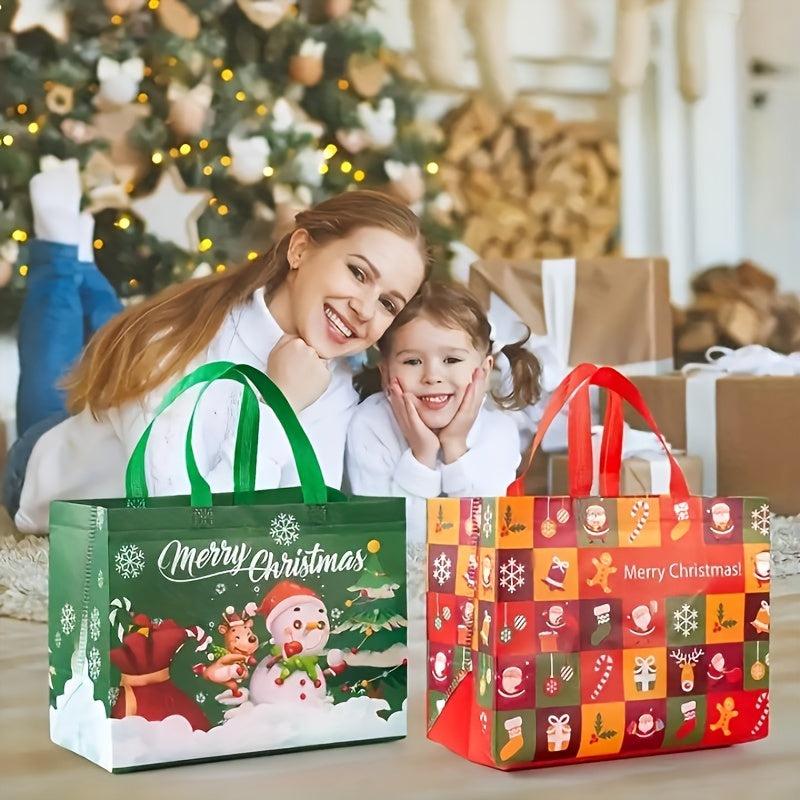 16pcs Christmas Gift Bags Non Woven Tote Bag Reusable Waterproof Shopping Bags