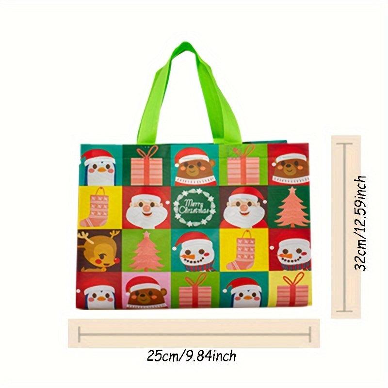 16pcs Christmas Gift Bags Non Woven Tote Bag Reusable Waterproof Shopping Bags