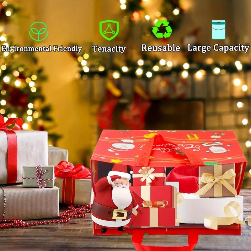 16pcs Christmas Gift Bags Non Woven Tote Bag Reusable Waterproof Shopping Bags