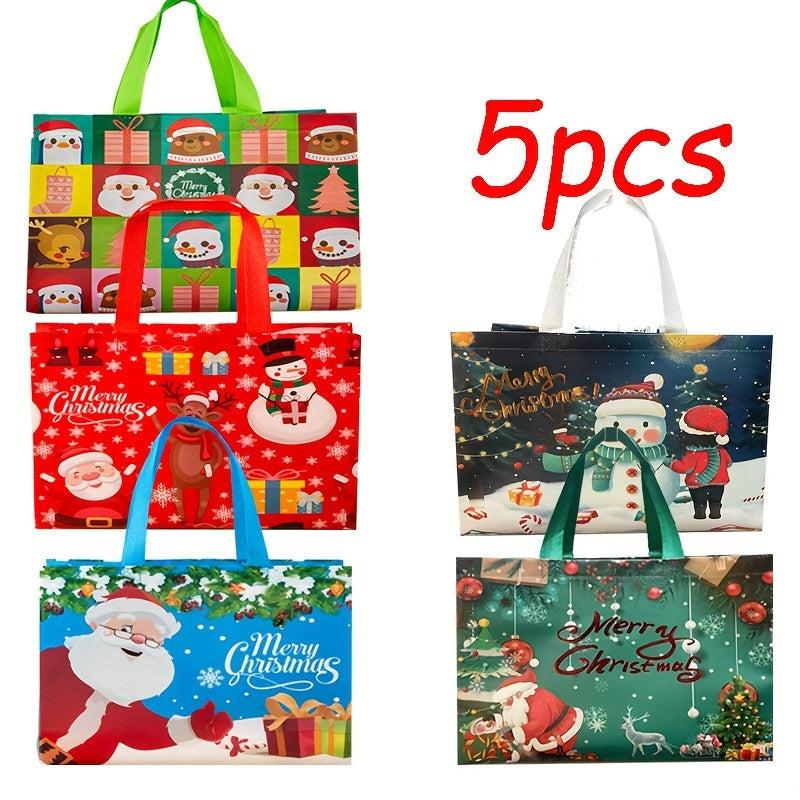 16pcs Christmas Gift Bags Non Woven Tote Bag Reusable Waterproof Shopping Bags