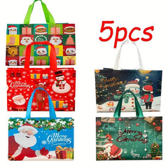 16pcs Christmas Gift Bags Non Woven Tote Bag Reusable Waterproof Shopping Bags