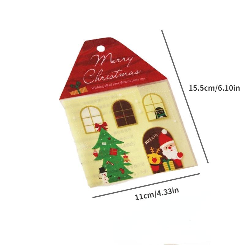 50pcs Elk Style Santa Claus House Biscuit Gift Packaging Self Adh