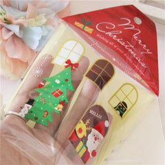 50pcs Elk Style Santa Claus House Biscuit Gift Packaging Self Adh