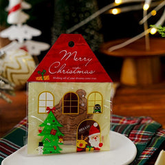 50pcs Elk Style Santa Claus House Biscuit Gift Packaging Self Adh