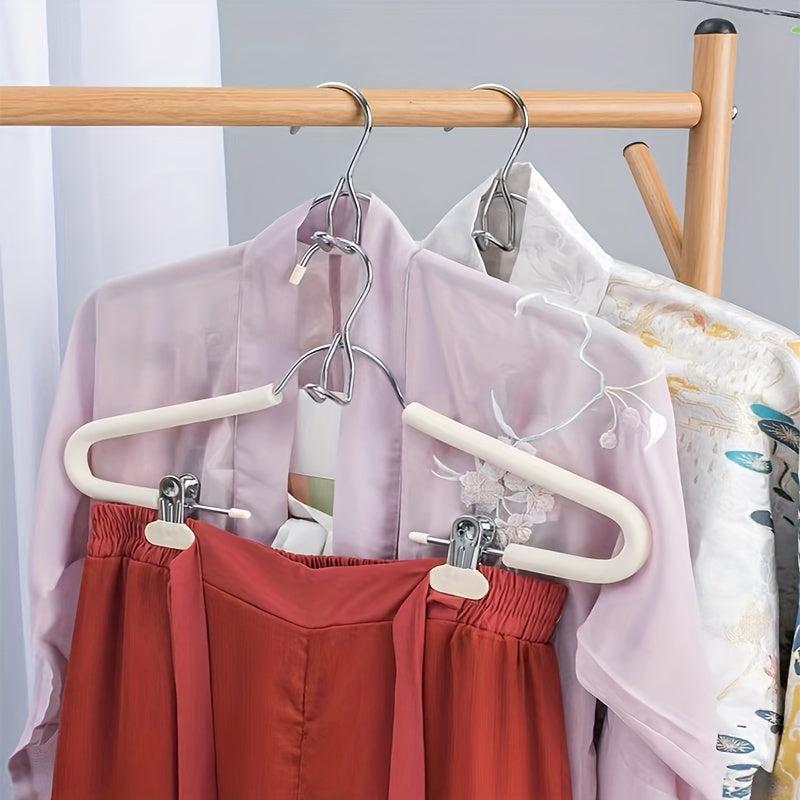 Metal Pants Drying Hangers w/ Connection Hook Clothes Storage Hanger