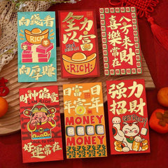 6pcs Dragon Year Cartoon Red Envelope Bag, Personality Creative Design