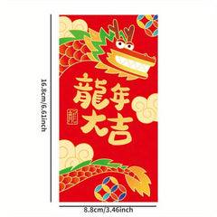 6pcs Dragon Year Cartoon Red Envelope Bag, Personality Creative Design