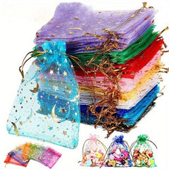 Moon Star Drawstring Organza Bags Jewelry Gift Bag Pouch Favor