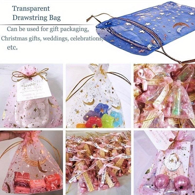 Moon Star Drawstring Organza Bags Jewelry Gift Bag Pouch Favor