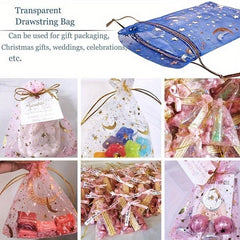 Moon Star Drawstring Organza Bags Jewelry Gift Bag Pouch Favor