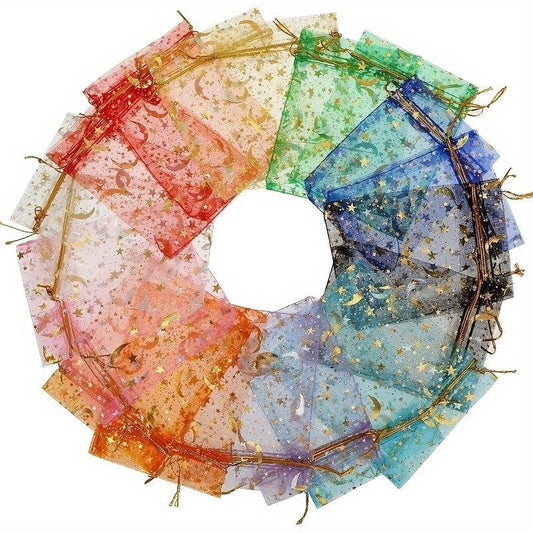 Moon Star Drawstring Organza Bags Jewelry Gift Bag Pouch Favor
