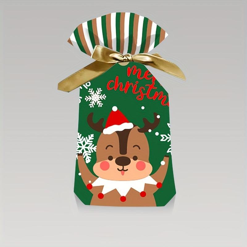 20pcs Christmas Gift Bags w/Ribbon Drawstring - Festive Design for Candy & Fruit