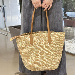 Summer Grass Woven Straw Tote Bag Large Capacity Beach Shoulder Women's Bag