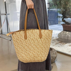 Summer Grass Woven Straw Tote Bag Large Capacity Beach Shoulder Women's Bag
