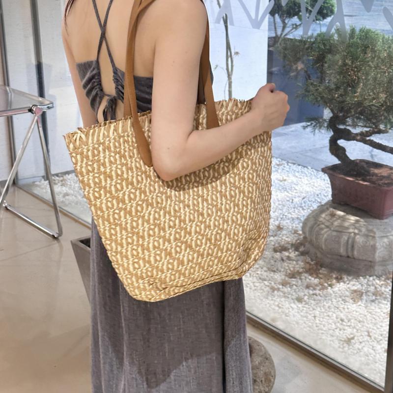 Summer Grass Woven Straw Tote Bag Large Capacity Beach Shoulder Women's Bag