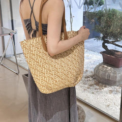 Summer Grass Woven Straw Tote Bag Large Capacity Beach Shoulder Women's Bag