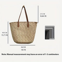 Summer Grass Woven Straw Tote Bag Large Capacity Beach Shoulder Women's Bag