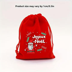 5pcs Red Velvet Christmas Drawstring Bag 9x12cm
