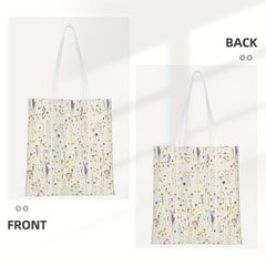 Summer Wildflower Floral Canvas Tote Bag Reusable Grocery Bag