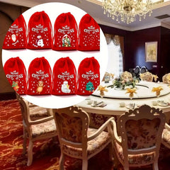6pcs Red Velvet Christmas Gift Bags 9x12cm Drawstring Pouch Candy Jewelry Packag