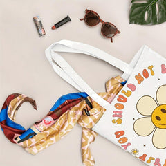 Cartoon Flower Canvas Tote Bag Reusable Grocery Bag Shopping