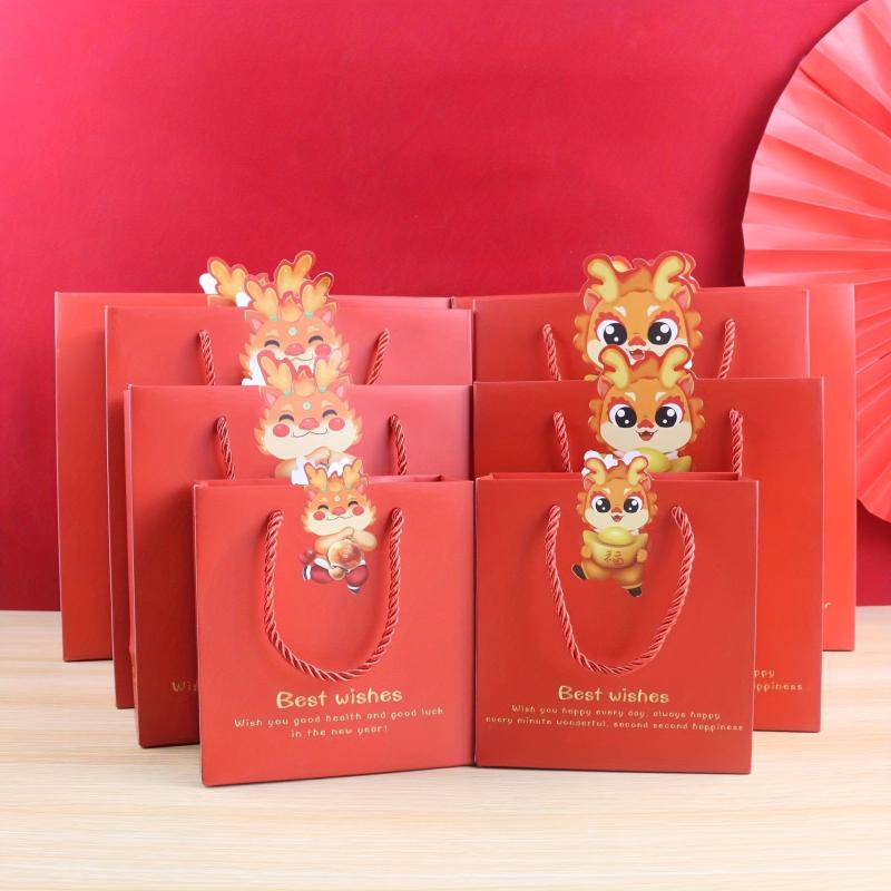 4pcs Chinese Style Eco-Friendly Gift Bags for New Year Shopping