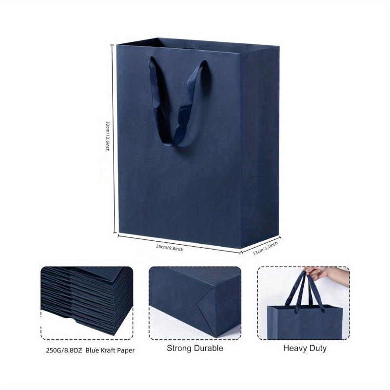 Navy Gift Bags Large Gift Bags With Ribbon Handle Heavy Duty Paper Bags
